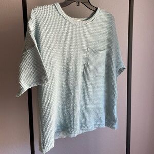 Light Blue Knit Waffle Top